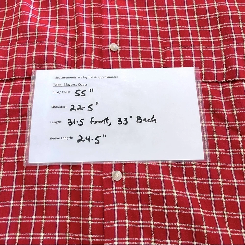 Paul Fredrick Red Plaid Button Down Shirt XL – Made in USA, Rayon Cotton Blend